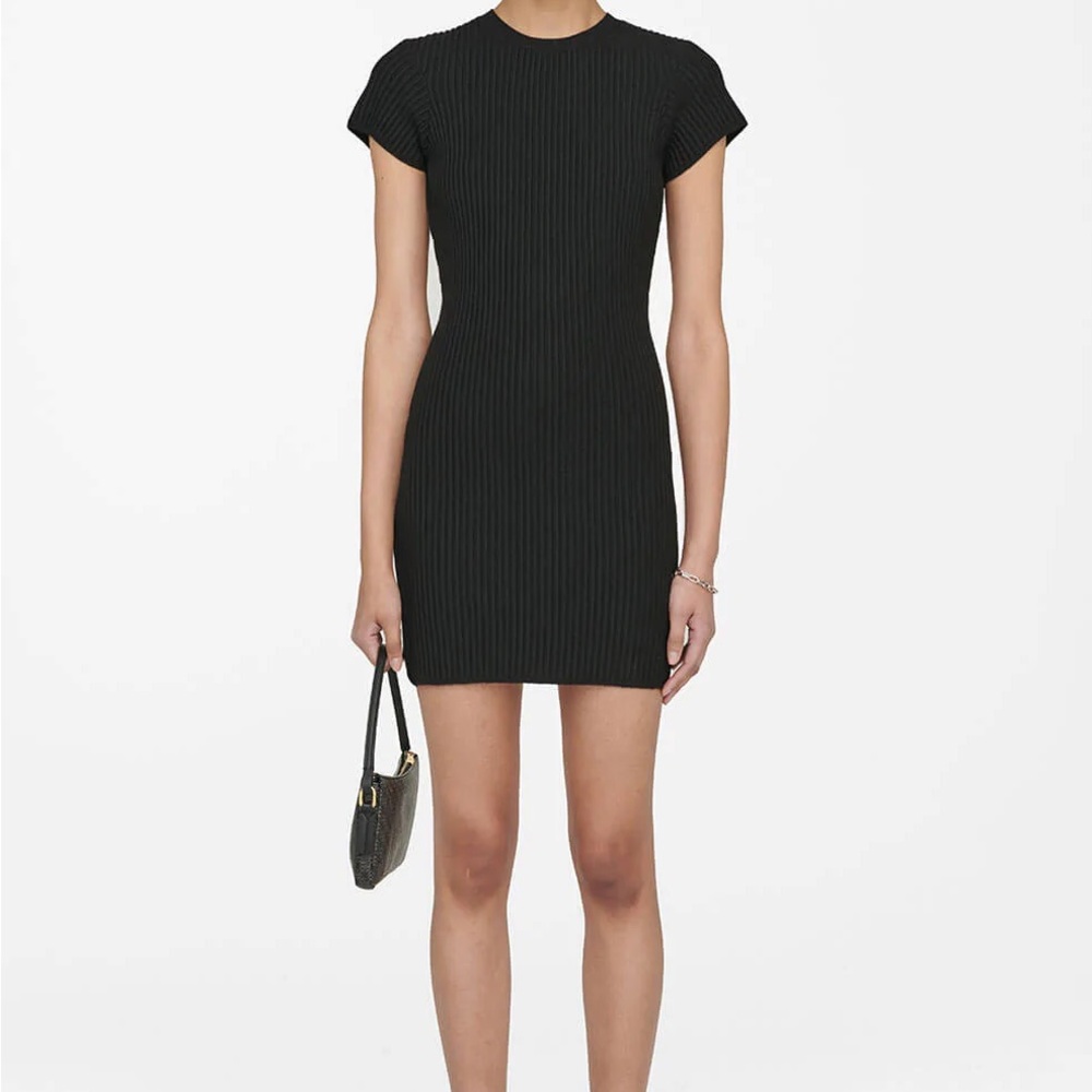 Anine Bing Black Ribbed Mini Dress small